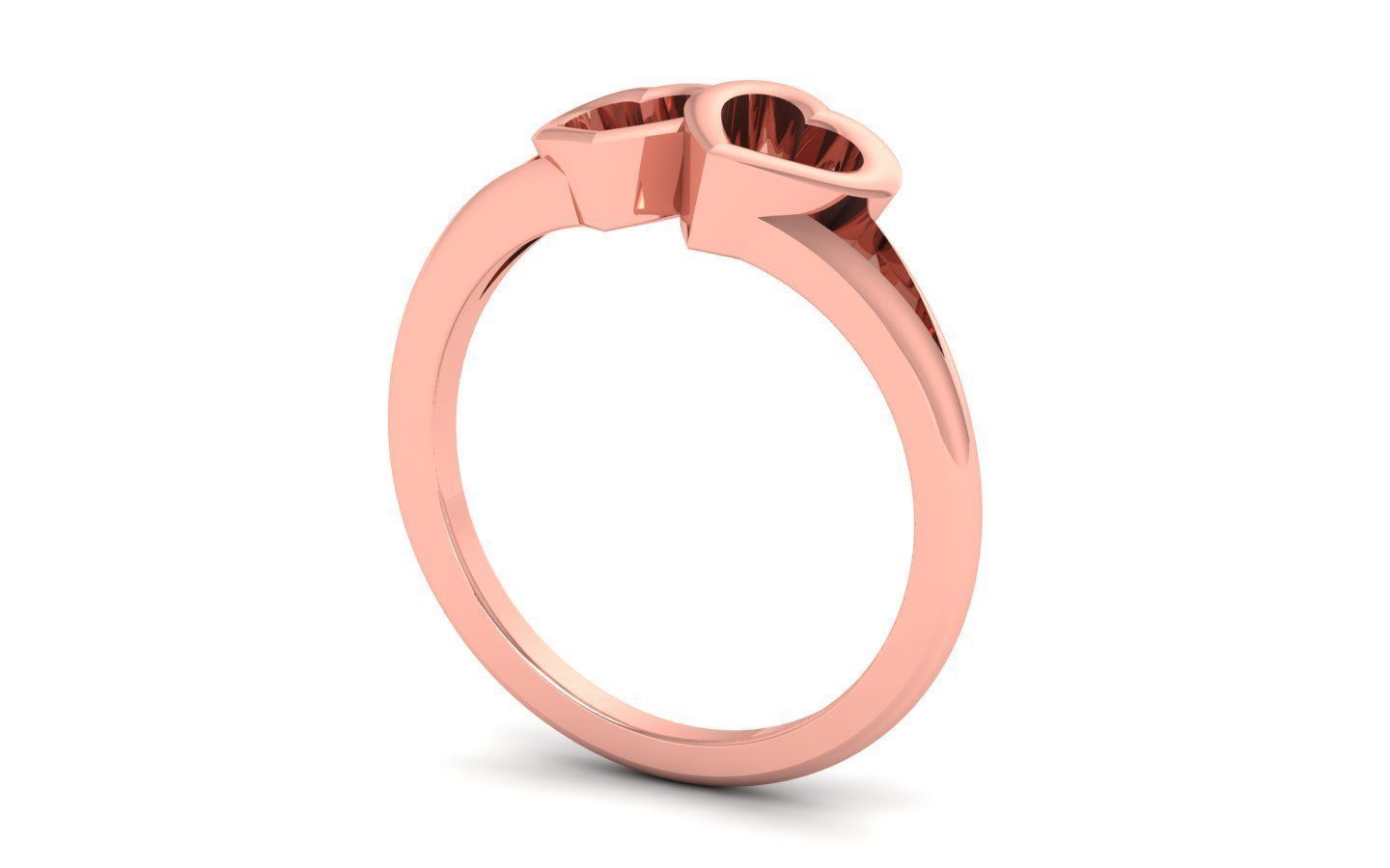 Engagement Wedding Solitaire Double Band Heart Ring 3D print model_1