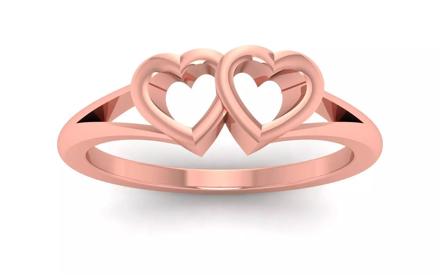 Engagement Wedding Solitaire Double Band Heart Ring 3D print model_0