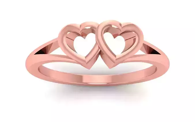 Engagement Wedding Solitaire Double Band Heart Ring 3D print model