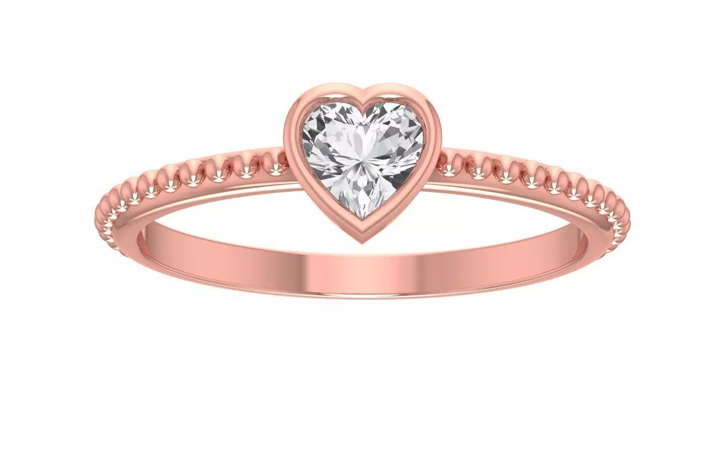 Engagement Solitaire Heart Ring 3D print model_0