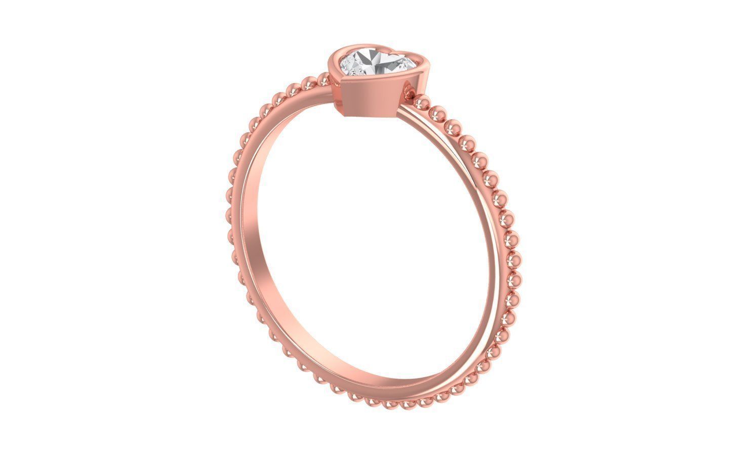 Engagement Solitaire Heart Ring 3D print model_2