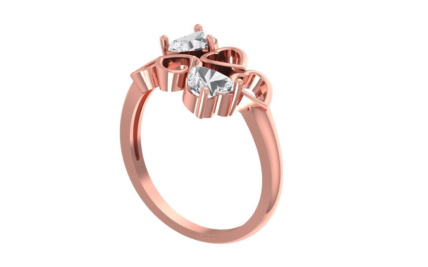 Engagement Wedding Solitaire Heart Ring 3D print model_1