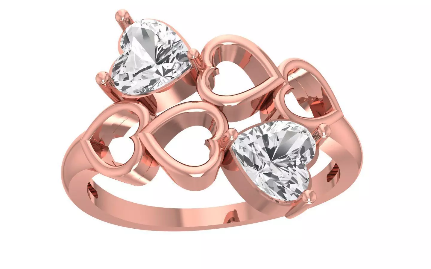 Engagement Wedding Solitaire Heart Ring 3D print model_0