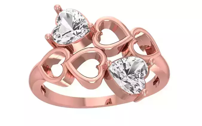Engagement Wedding Solitaire Heart Ring 3D print model