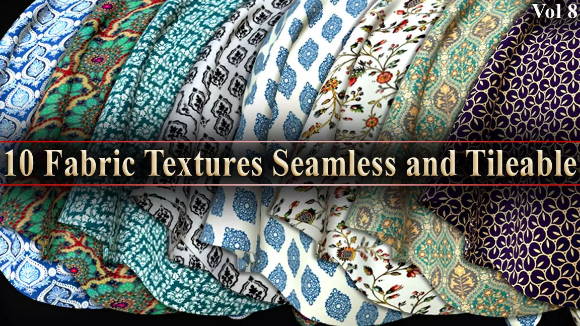 10 Fabric Patterns Seamless and Tileable Vol 8 Low-poly 3D model_0