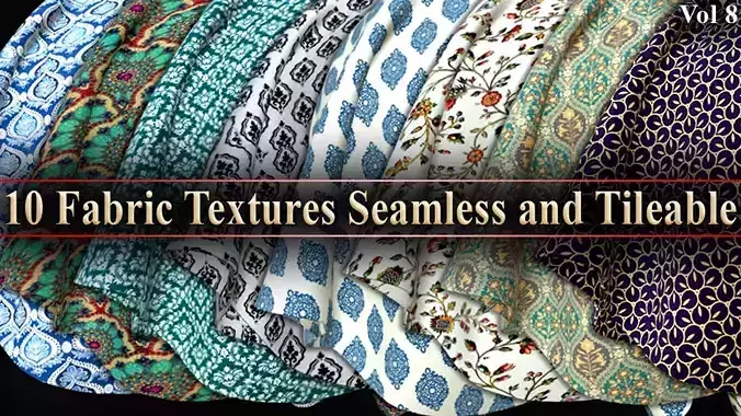 10 Fabric Patterns Seamless and Tileable Vol 8 Low-poly 3D model