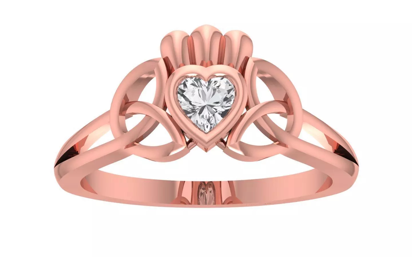 Engagement Wedding Solitaire Heart Ring 3D print model_0