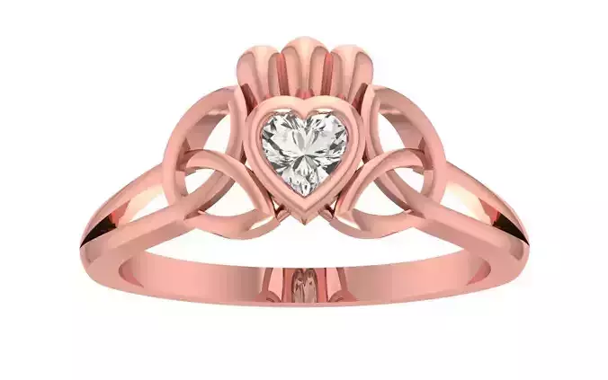 Engagement Wedding Solitaire Heart Ring 3D print model