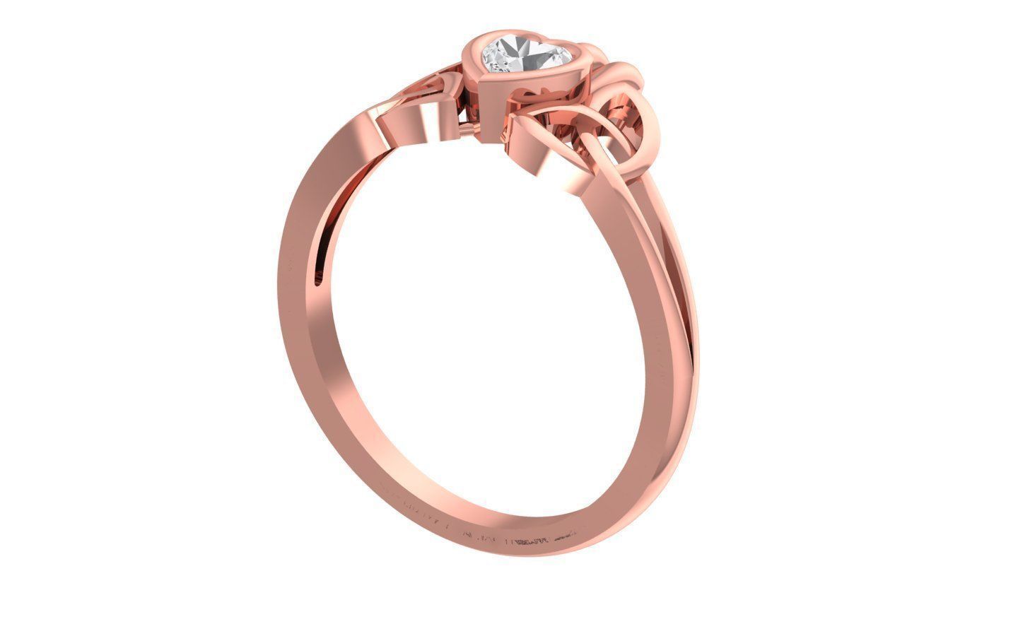 Engagement Wedding Solitaire Heart Ring 3D print model_1