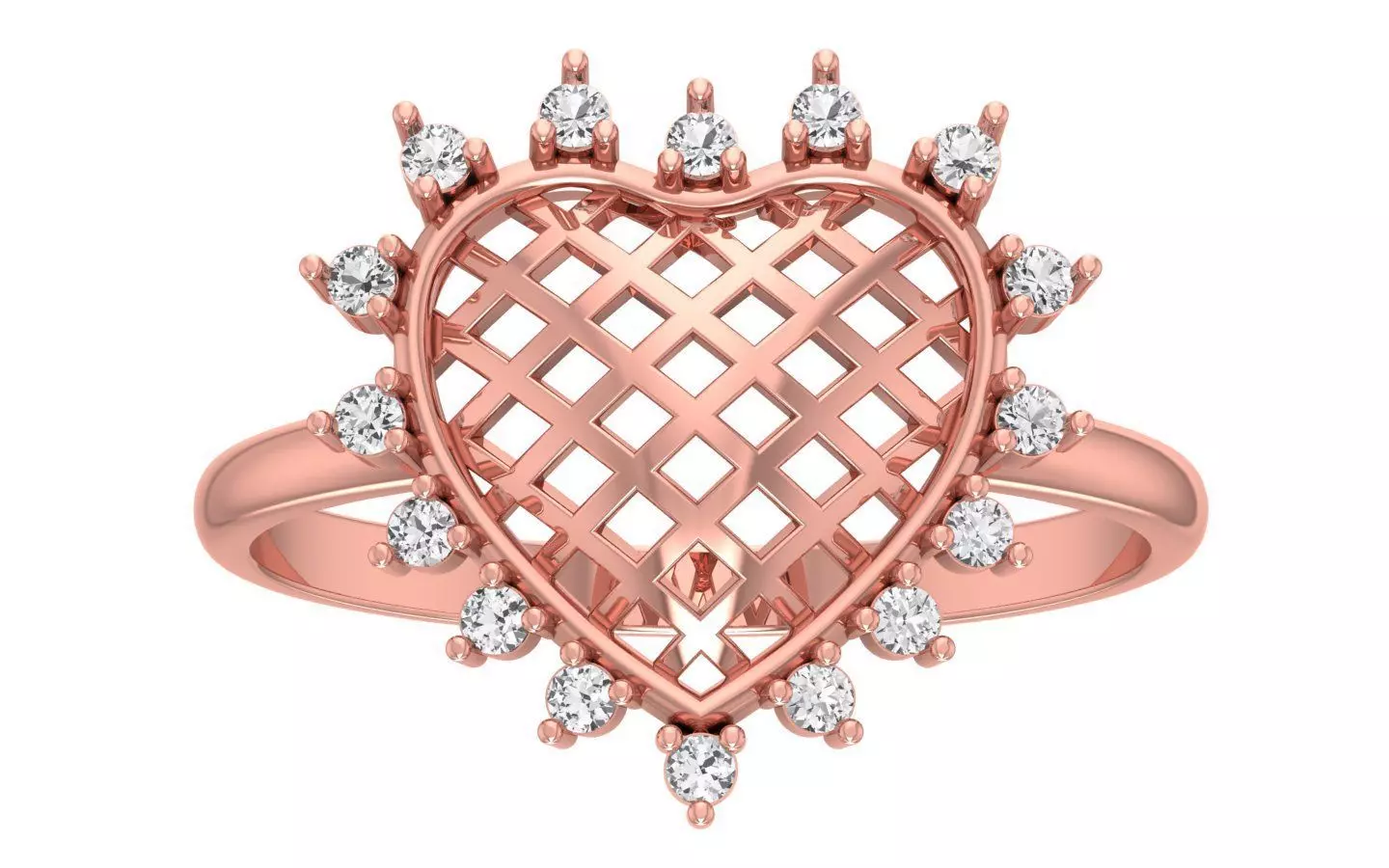 Engagement Wedding Solitaire Heart Ring 3D print model_0