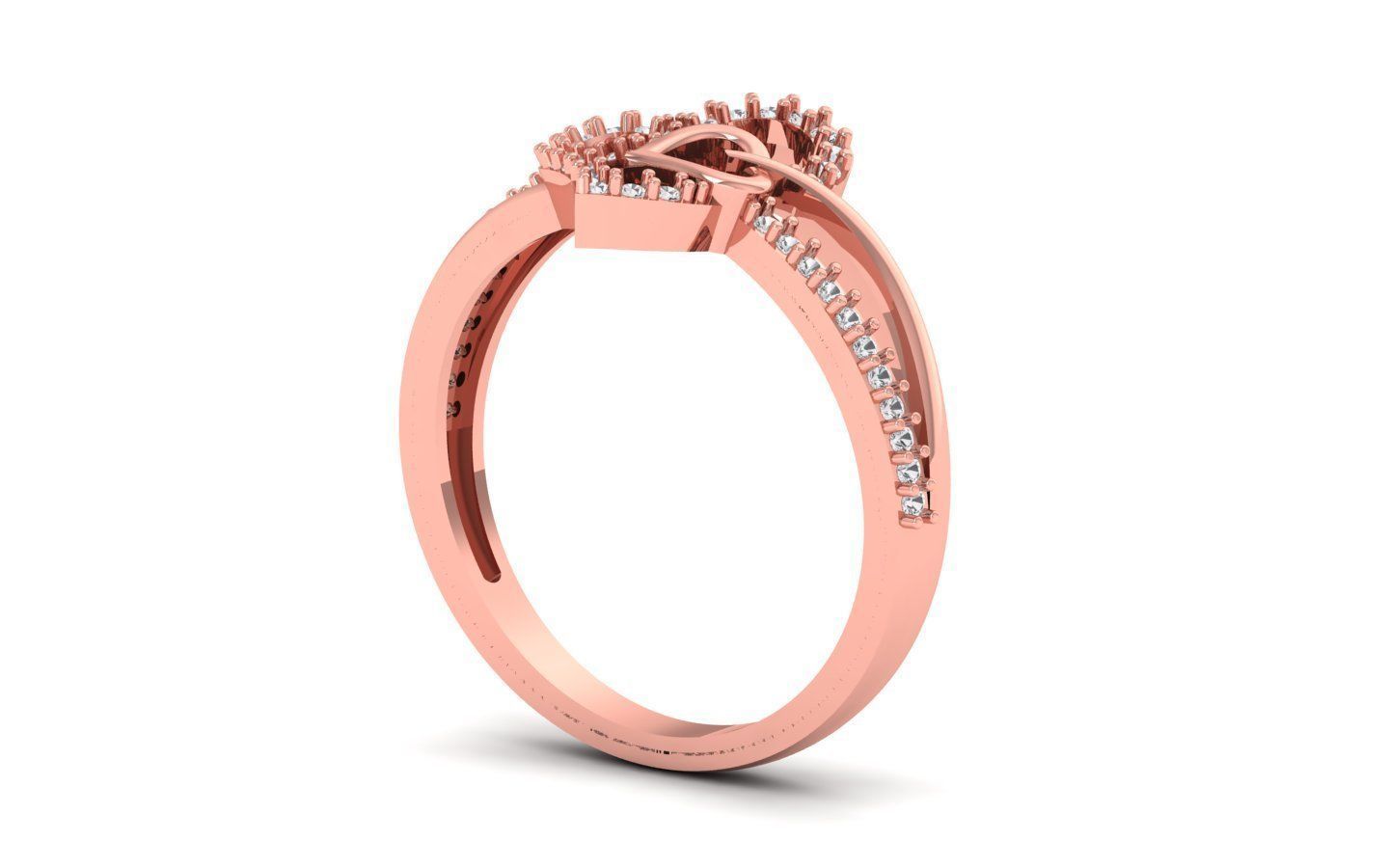 Engagement Wedding Solitaire Double Band Heart Ring 3D print model_1