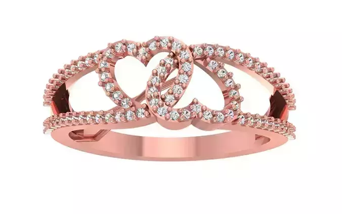 Engagement Wedding Solitaire Double Band Heart Ring 3D print model