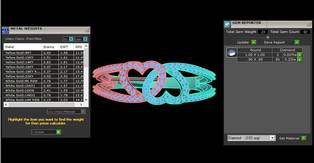 Engagement Wedding Solitaire Double Band Heart Ring 3D print model_3