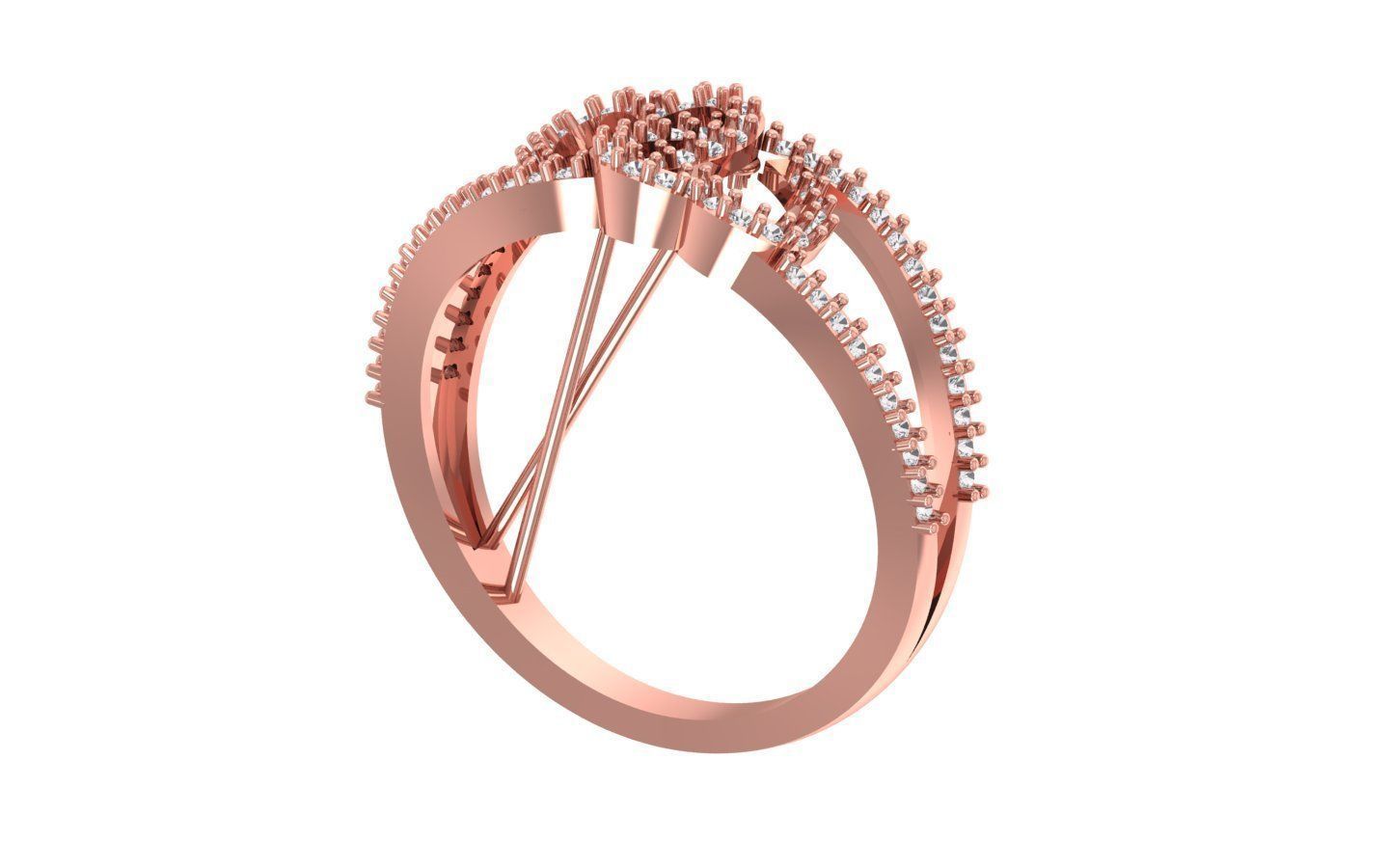 Engagement Wedding Solitaire Double Band Heart Ring 3D print model_1