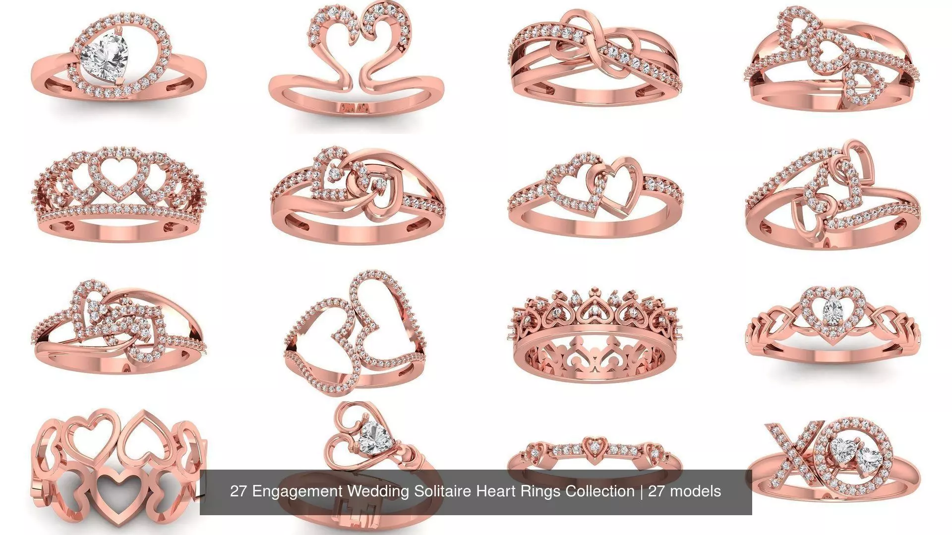 27 Engagement Wedding Solitaire Heart Rings Collection _0