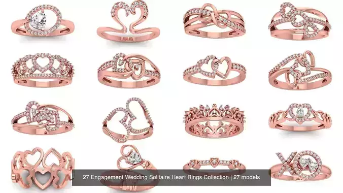 27 Engagement Wedding Solitaire Heart Rings Collection 