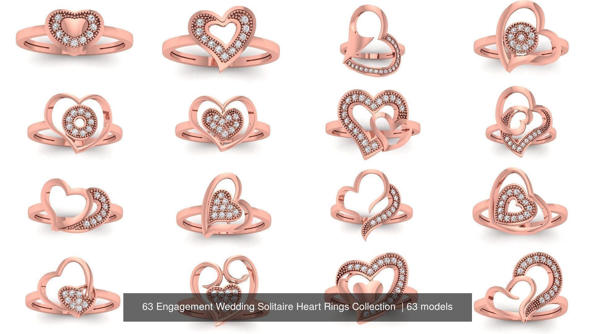 63 Engagement Wedding Solitaire Heart Rings Collection  _3