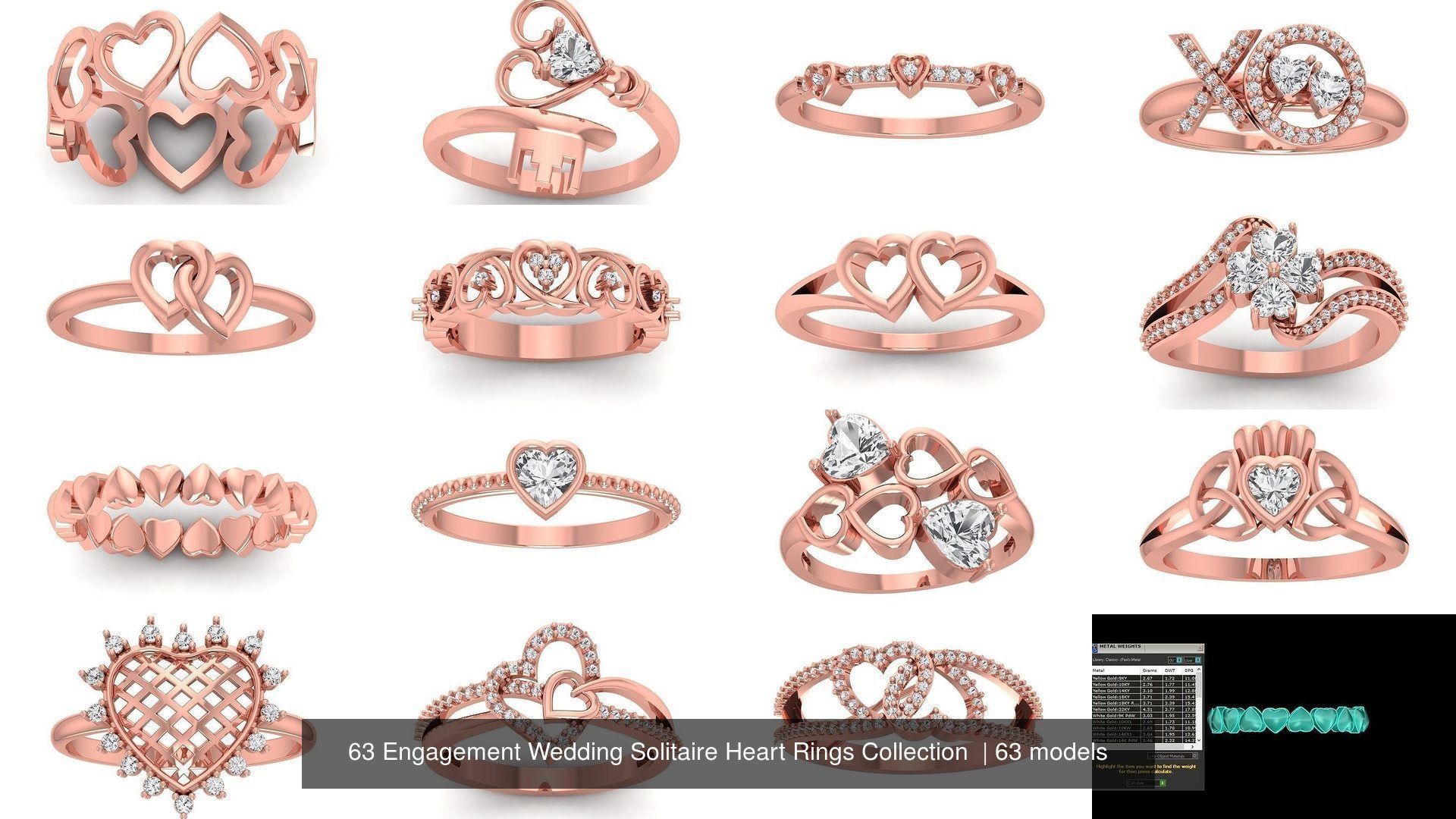 63 Engagement Wedding Solitaire Heart Rings Collection  _4