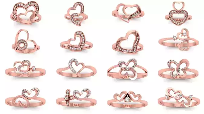 63 Engagement Wedding Solitaire Heart Rings Collection  
