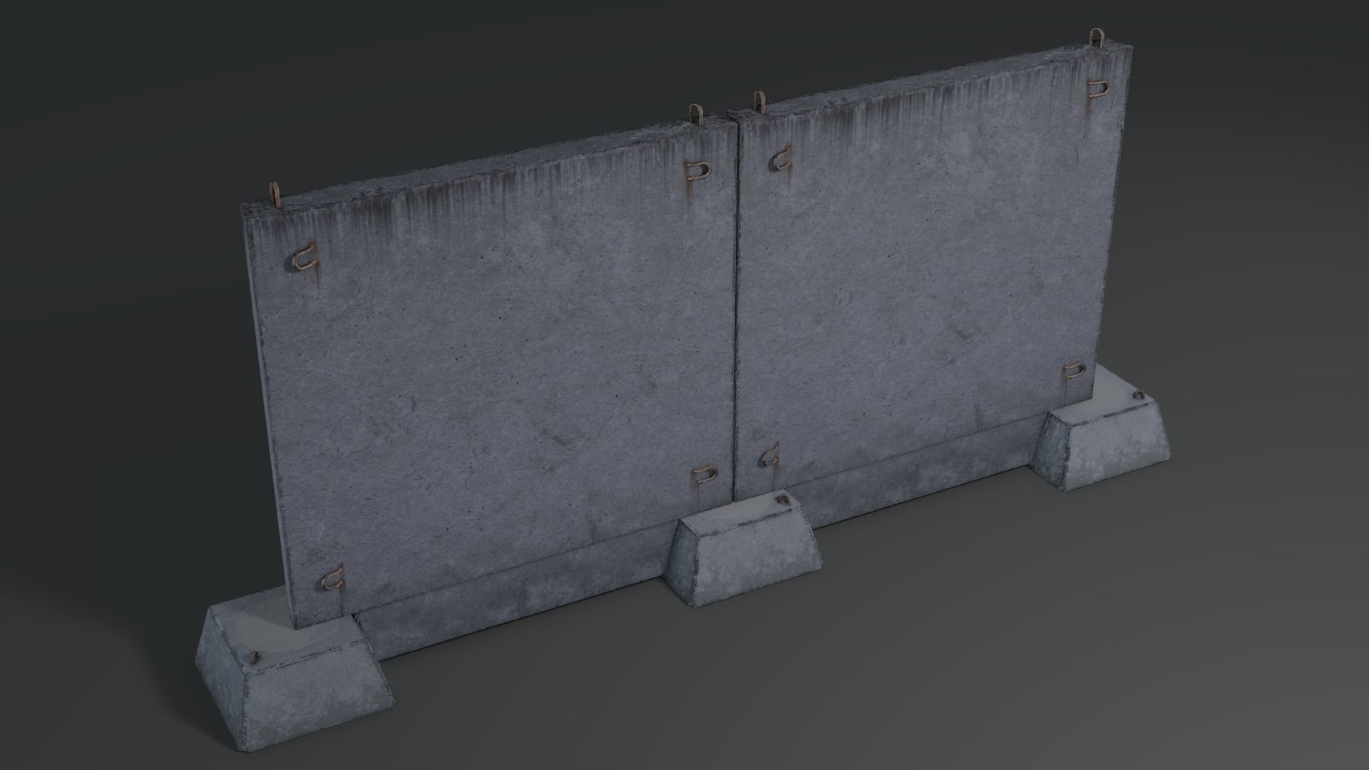 Soviet concrete fence Low-poly 3D model_1