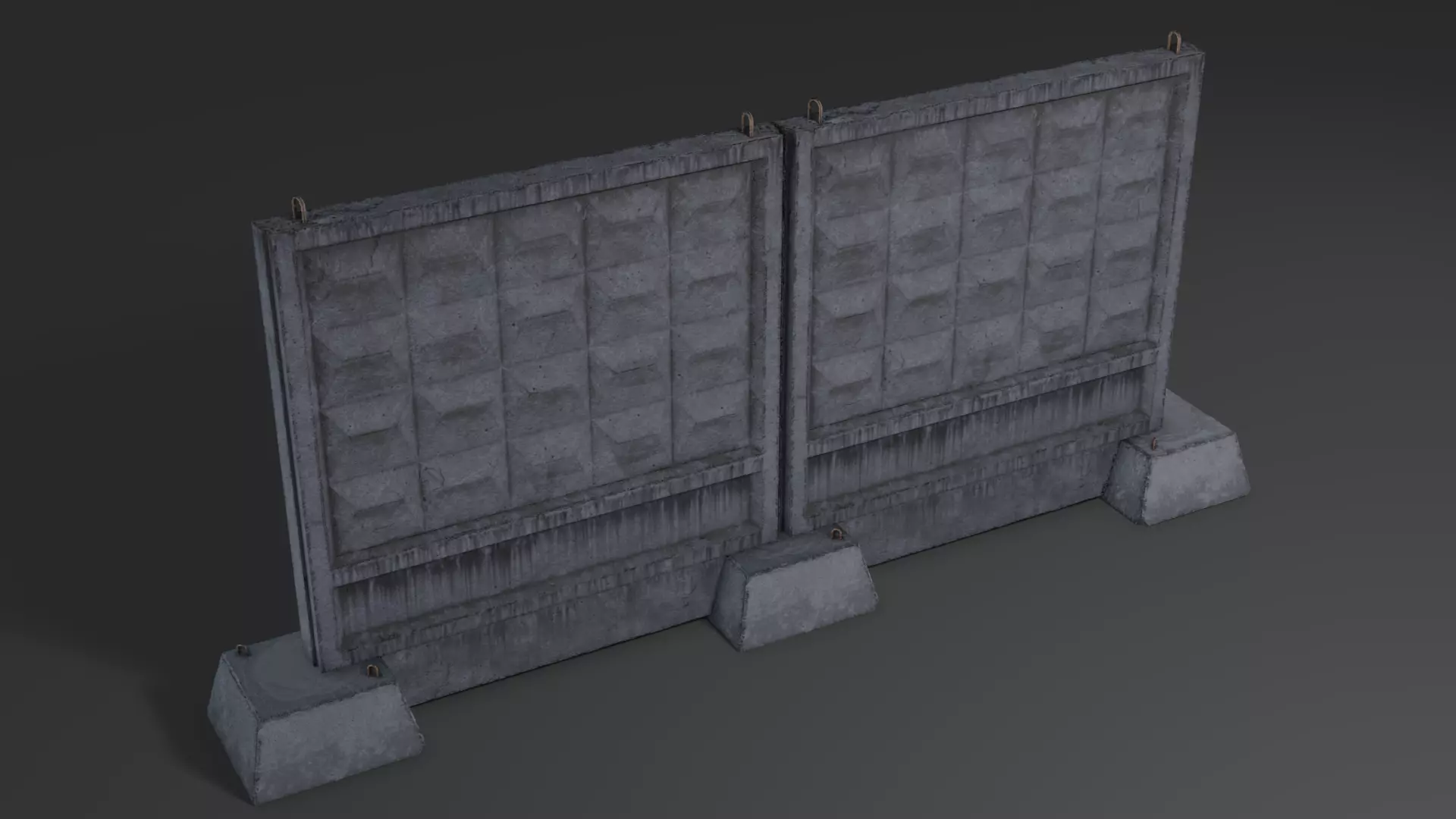 Soviet concrete fence Low-poly 3D model_0