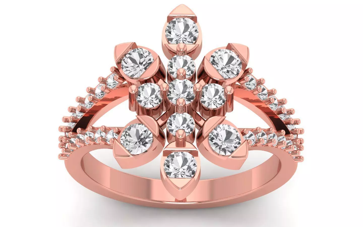  Engagement Wedding Solitaire Flower Ring 3D print model_0