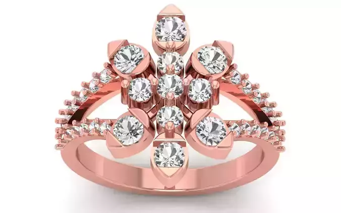  Engagement Wedding Solitaire Flower Ring 3D print model