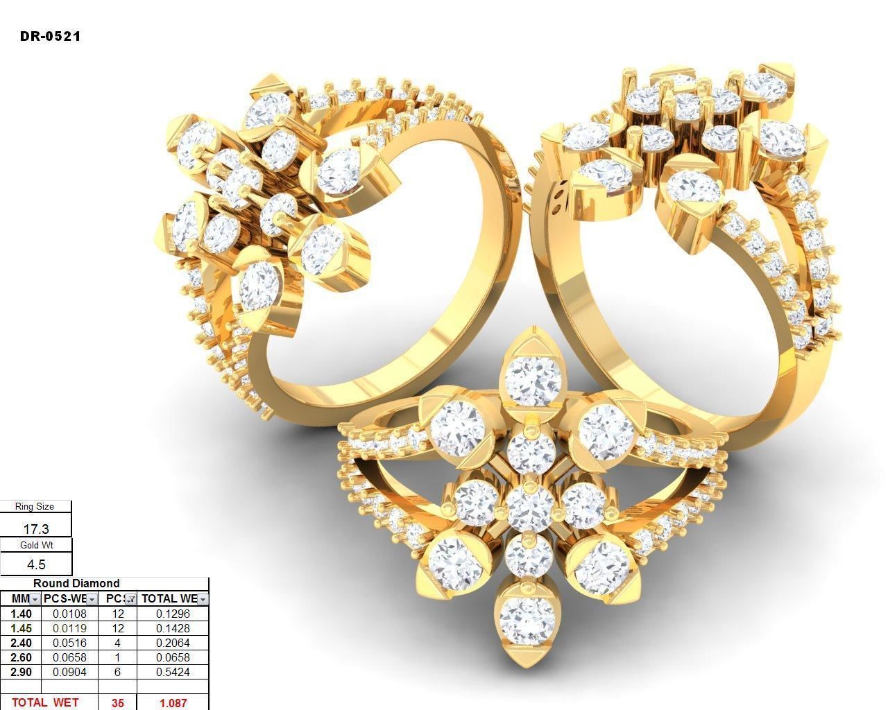  Engagement Wedding Solitaire Flower Ring 3D print model_3