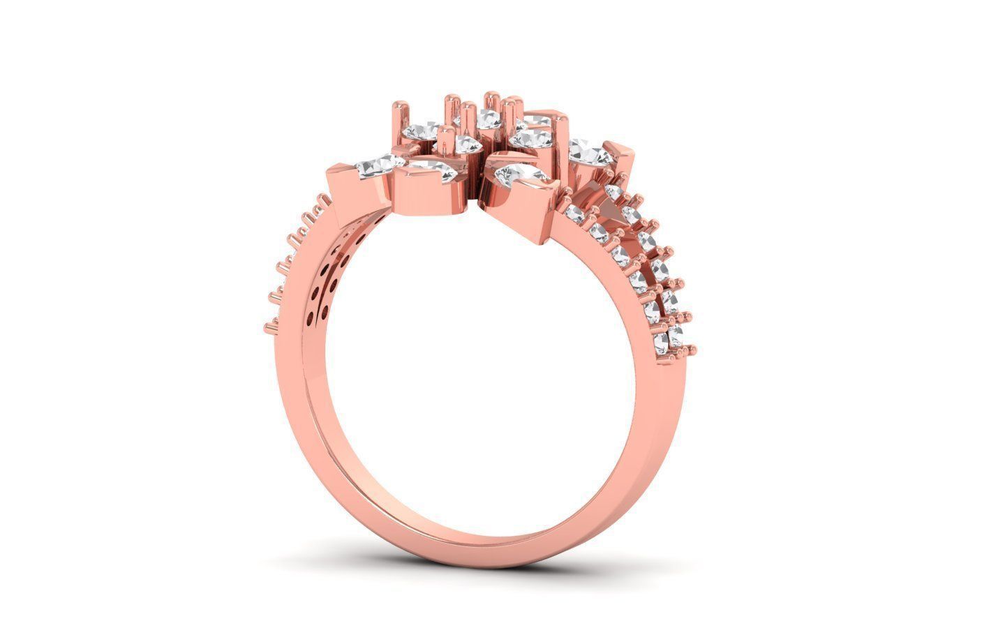  Engagement Wedding Solitaire Flower Ring 3D print model_1