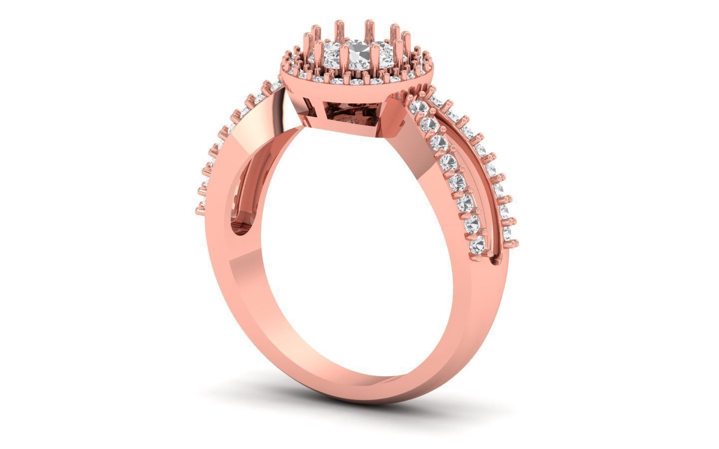  Engagement Wedding Solitaire Double Band Ring 3D print model_1