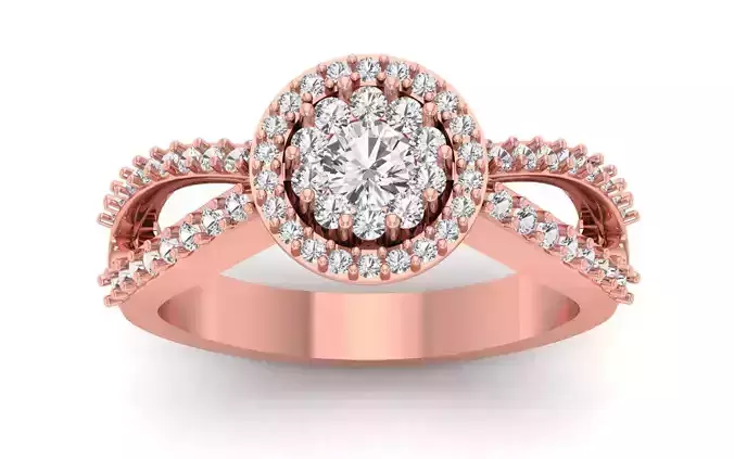  Engagement Wedding Solitaire Double Band Ring 3D print model