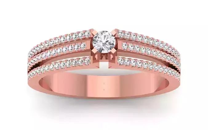 Engagement Wedding Solitaire Three Band Ring 3D print model