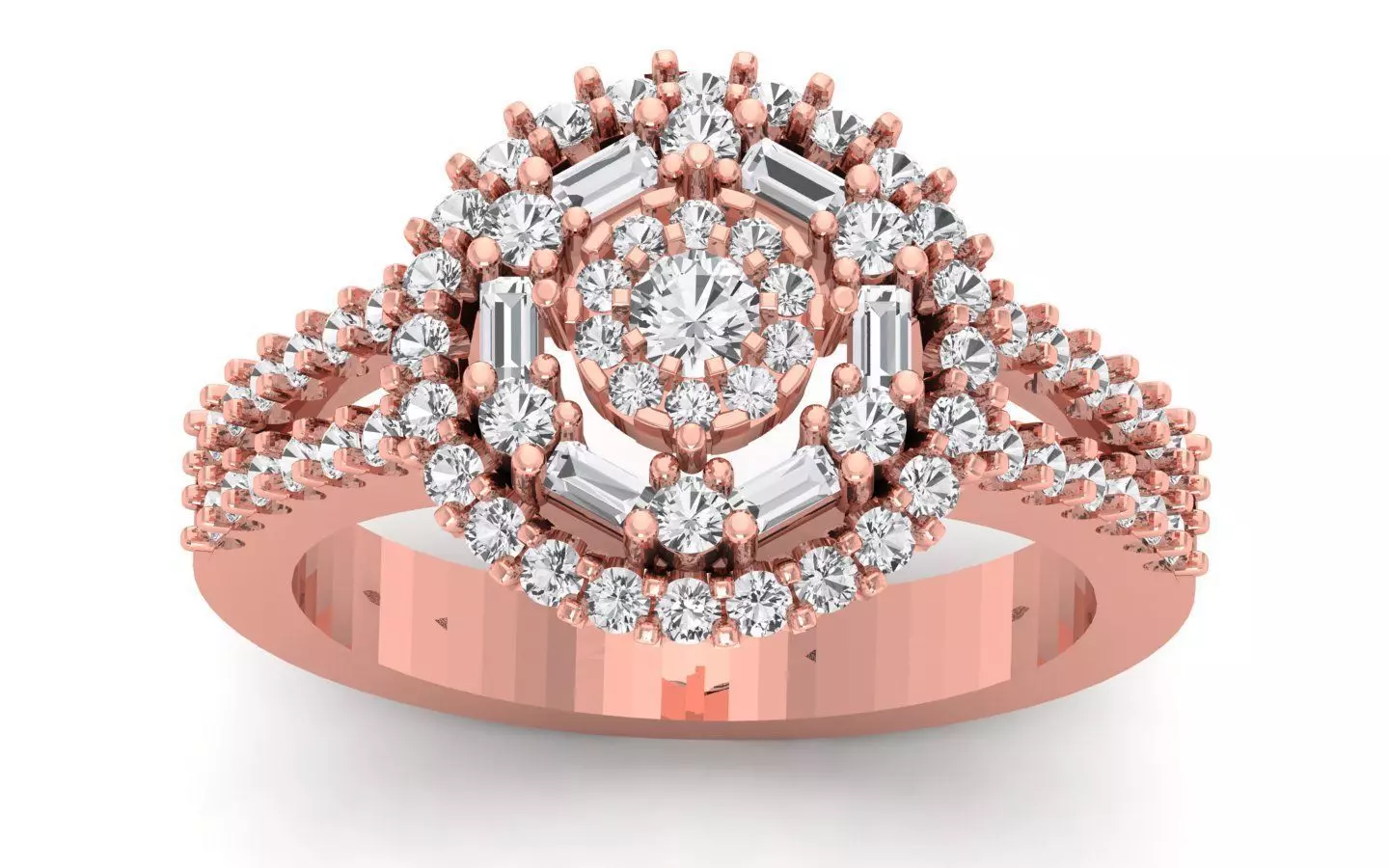  Engagement Wedding Solitaire Double Band Ring 3D print model_0