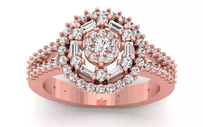  Engagement Wedding Solitaire Double Band Ring 3D print model