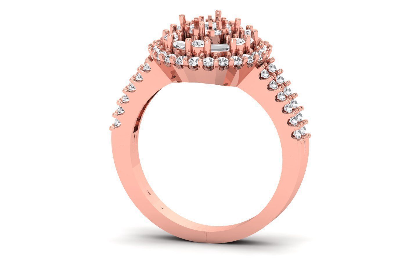  Engagement Wedding Solitaire Double Band Ring 3D print model_2