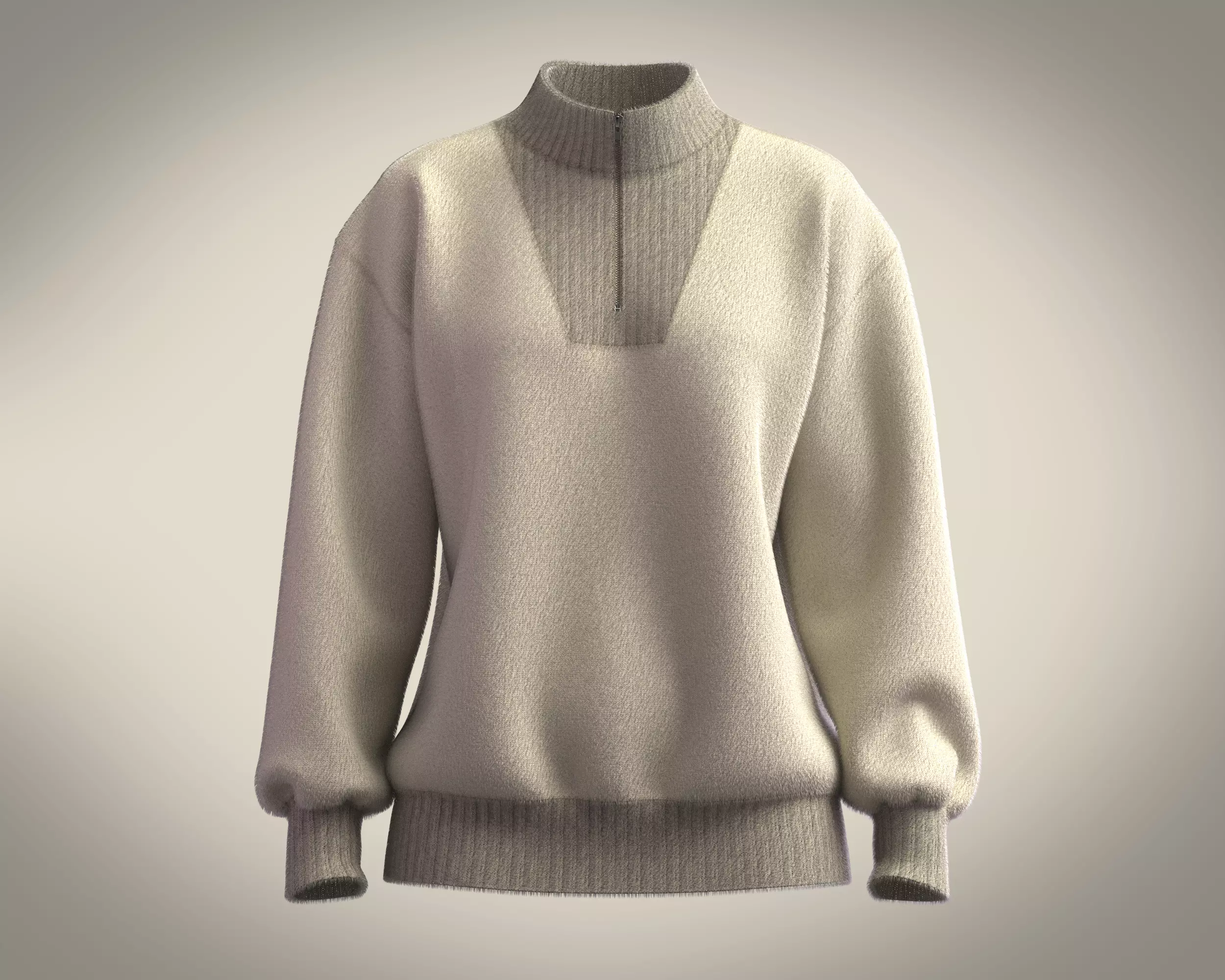 Half Zipper Funnel Neck Jumper 3D model_0