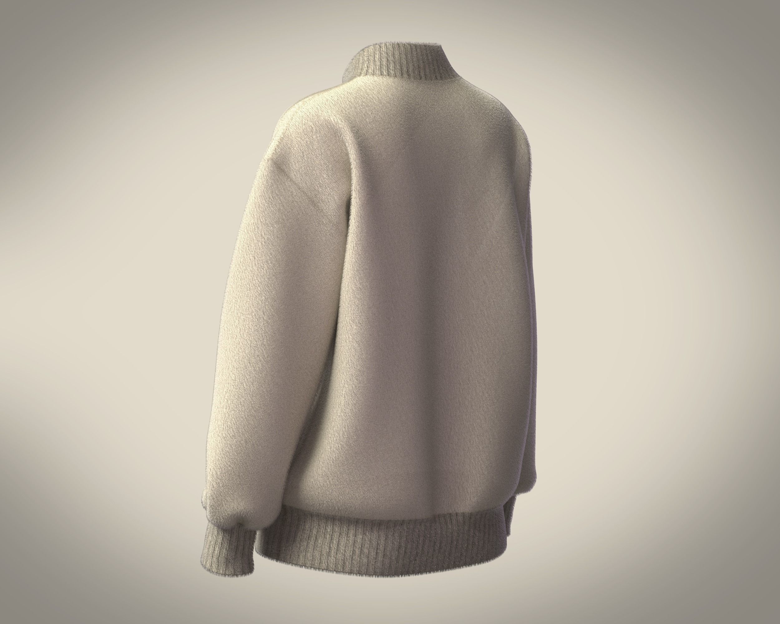 Half Zipper Funnel Neck Jumper 3D model_4