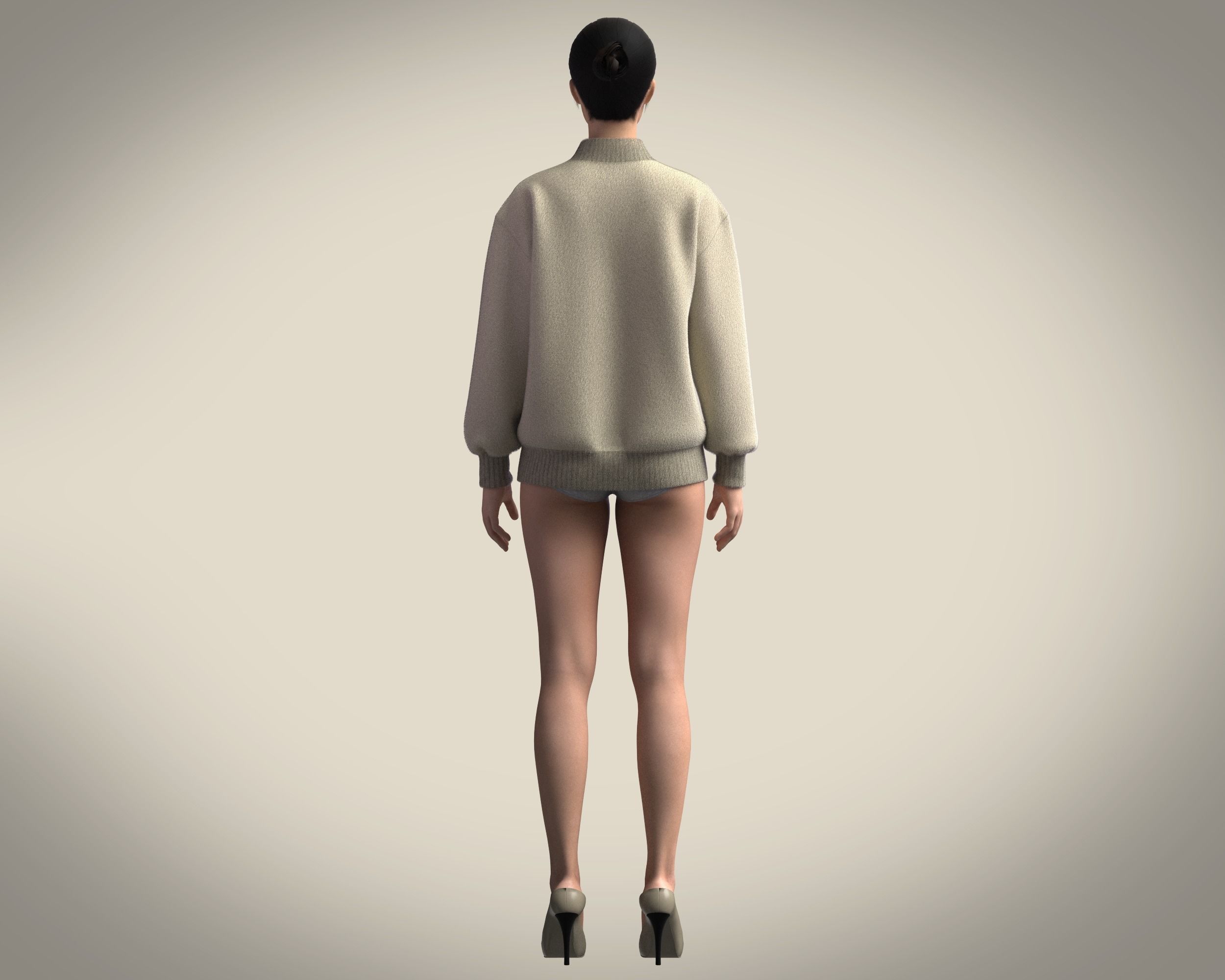 Half Zipper Funnel Neck Jumper 3D model_7