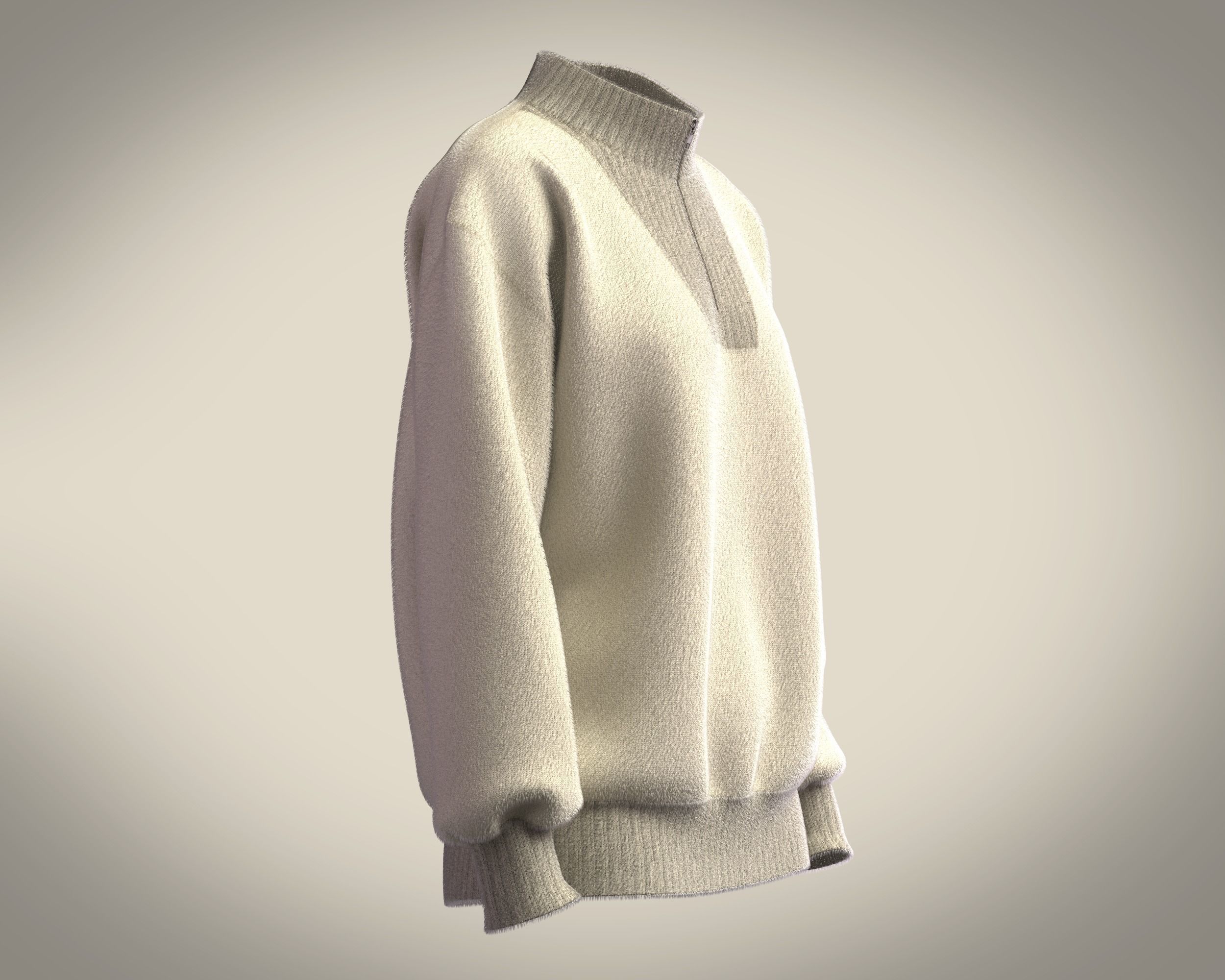 Half Zipper Funnel Neck Jumper 3D model_1