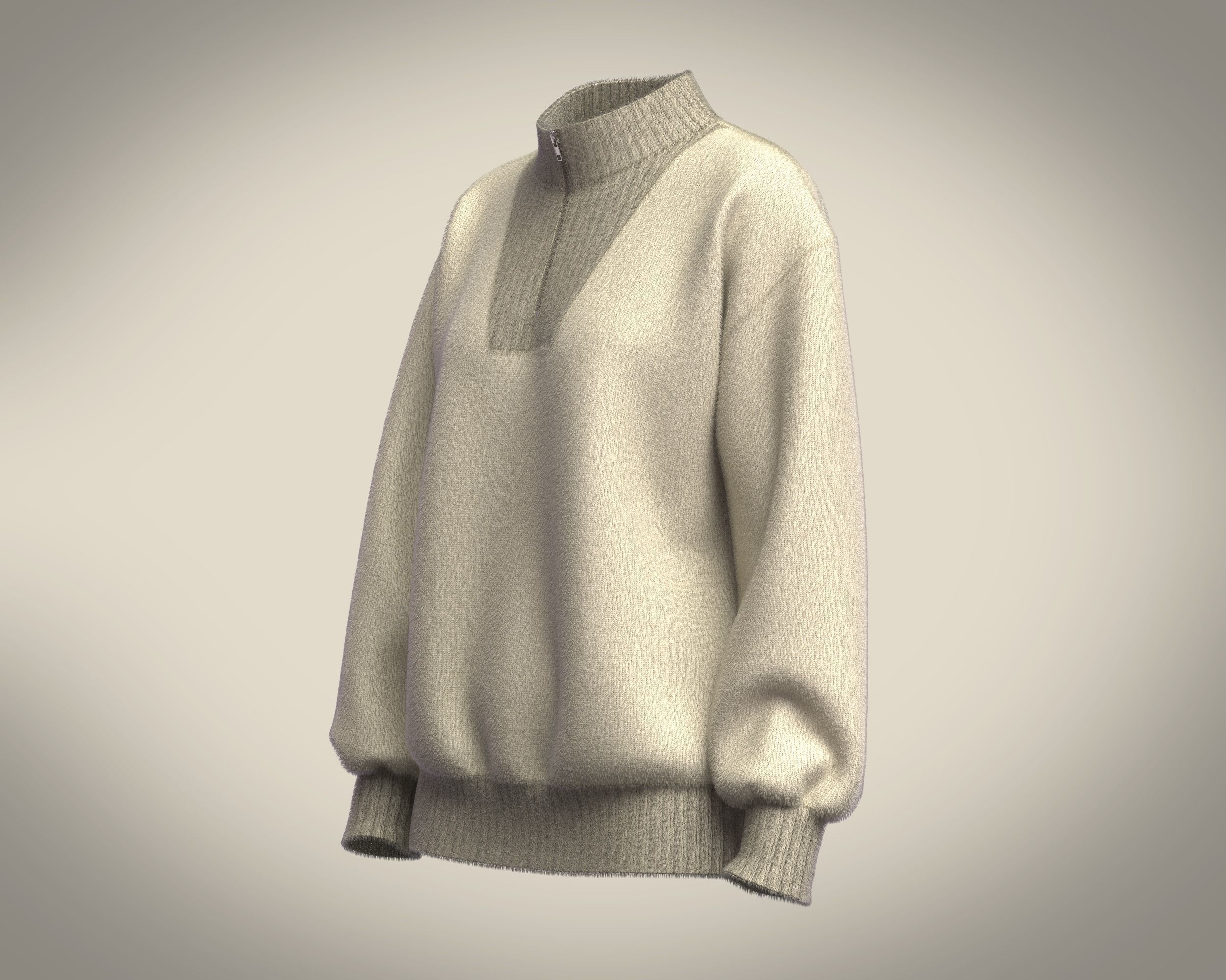 Half Zipper Funnel Neck Jumper 3D model_5
