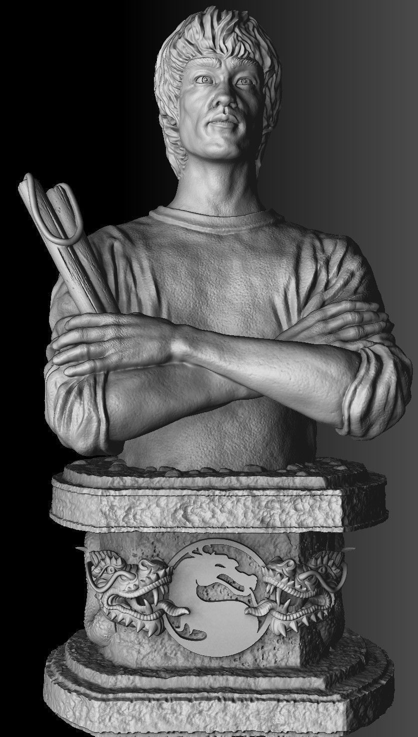 Bruce Lee Bust for 3D printing STL 3D print model_24