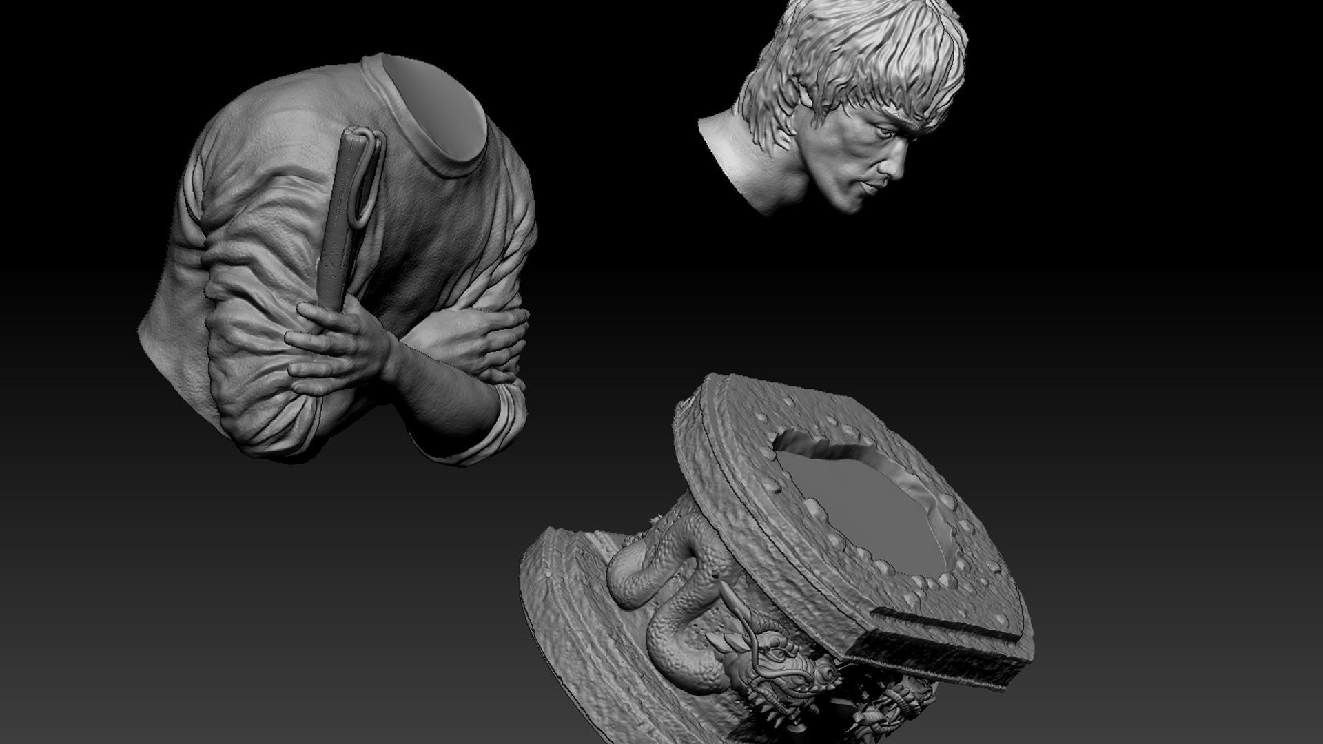 Bruce Lee Bust for 3D printing STL 3D print model_36