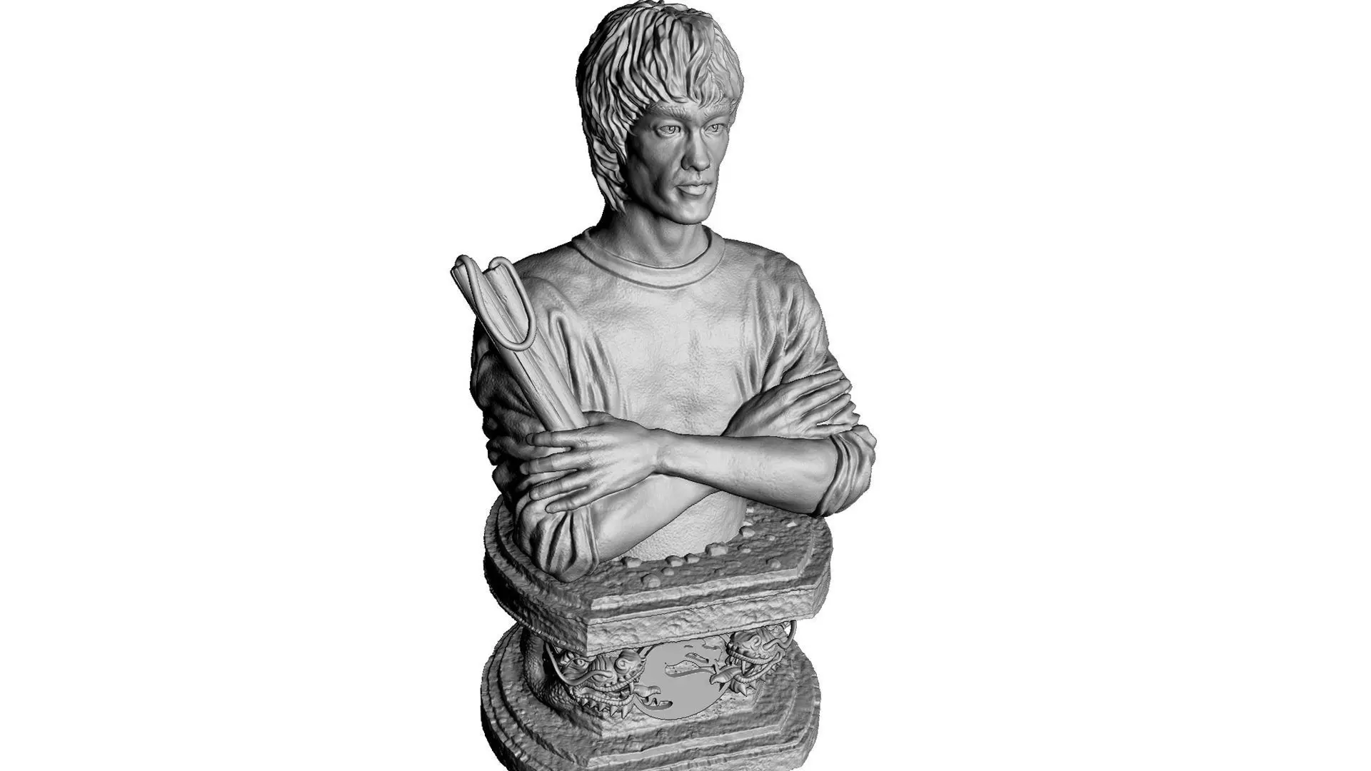 Bruce Lee Bust for 3D printing STL 3D print model_0