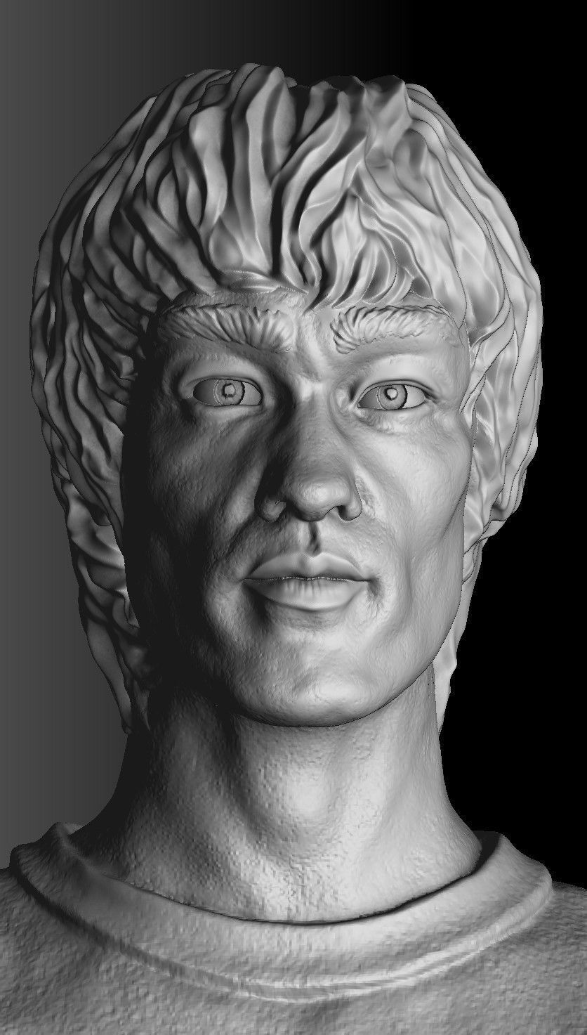 Bruce Lee Bust for 3D printing STL 3D print model_35