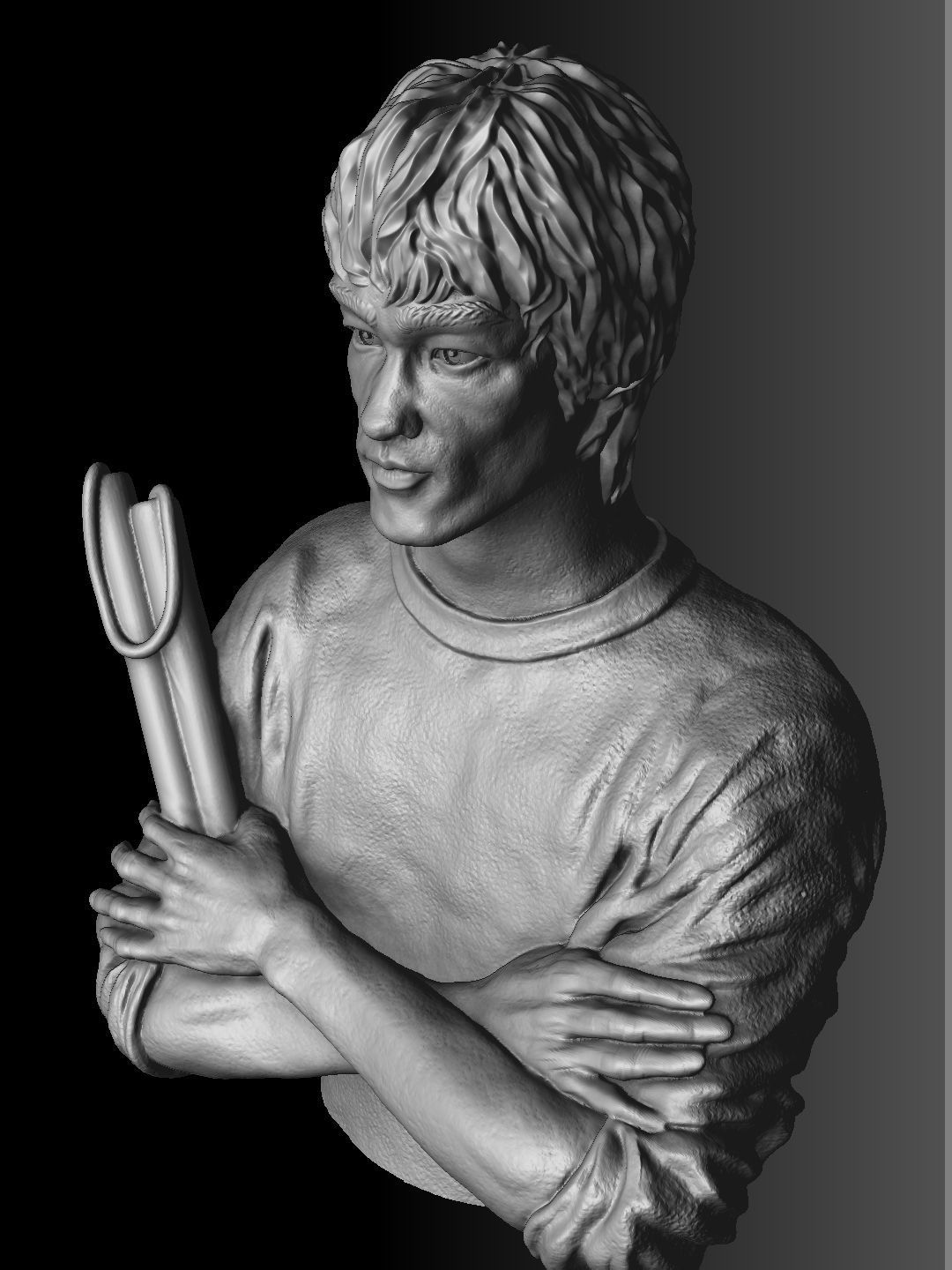 Bruce Lee Bust for 3D printing STL 3D print model_8