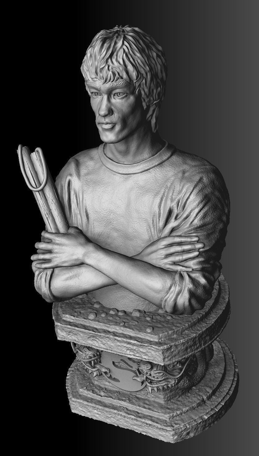Bruce Lee Bust for 3D printing STL 3D print model_27
