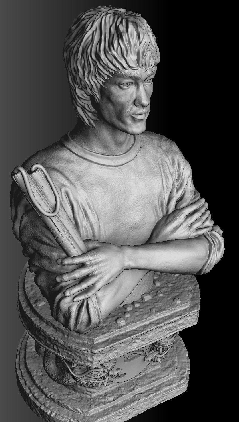 Bruce Lee Bust for 3D printing STL 3D print model_30