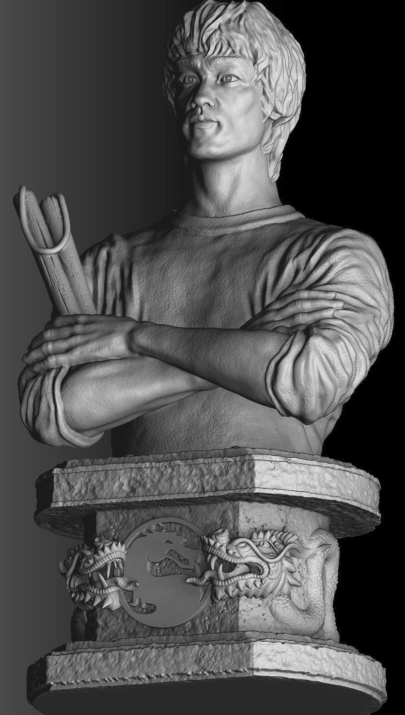 Bruce Lee Bust for 3D printing STL 3D print model_25