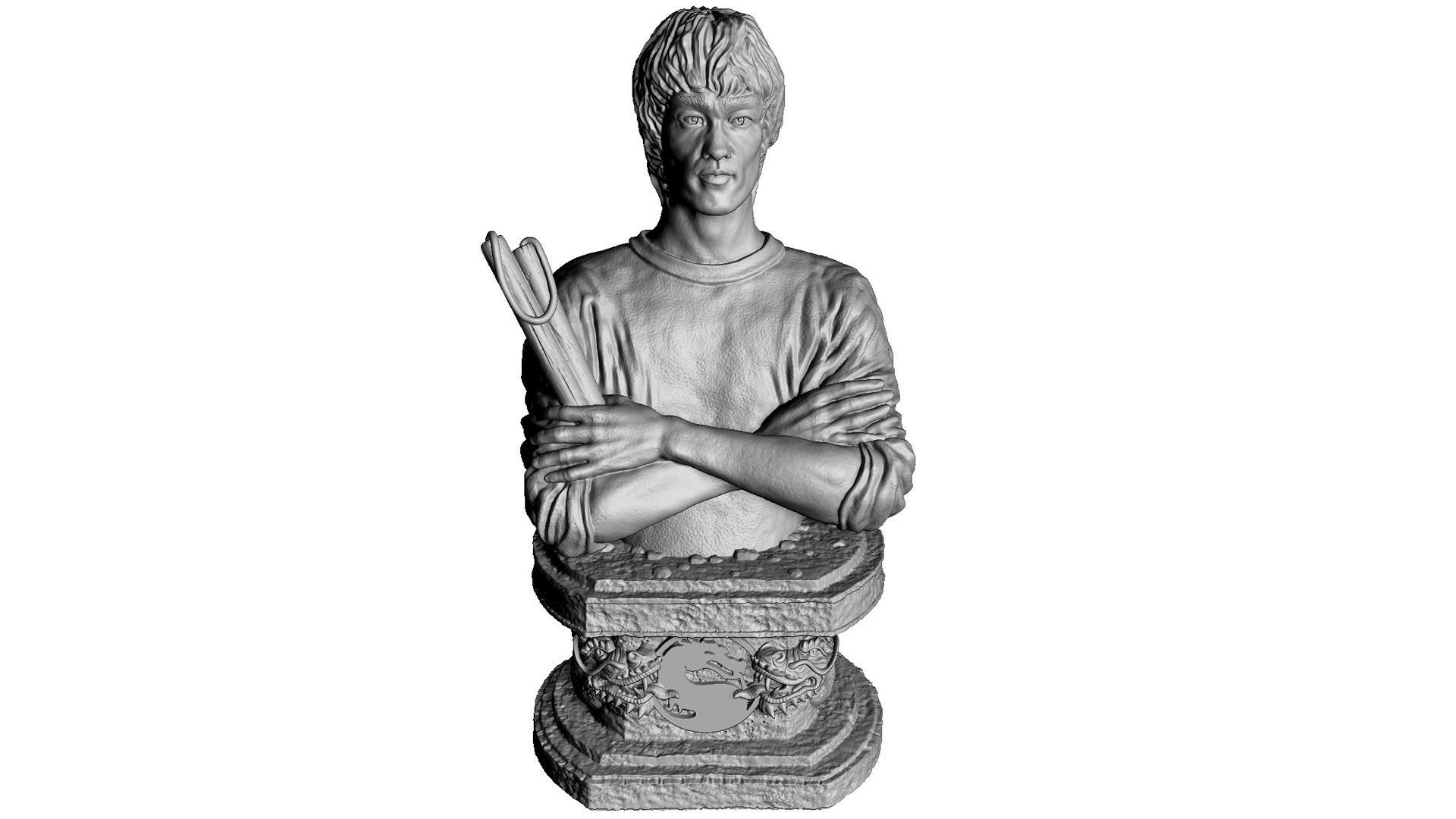 Bruce Lee Bust for 3D printing STL 3D print model_3