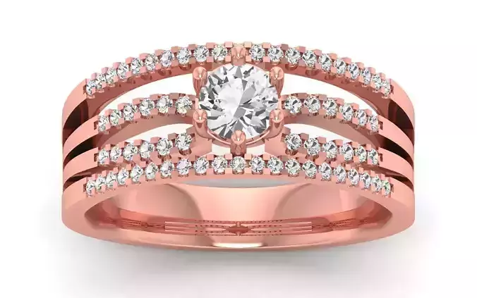  Engagement Wedding Solitaire Four Band Ring 3D print model